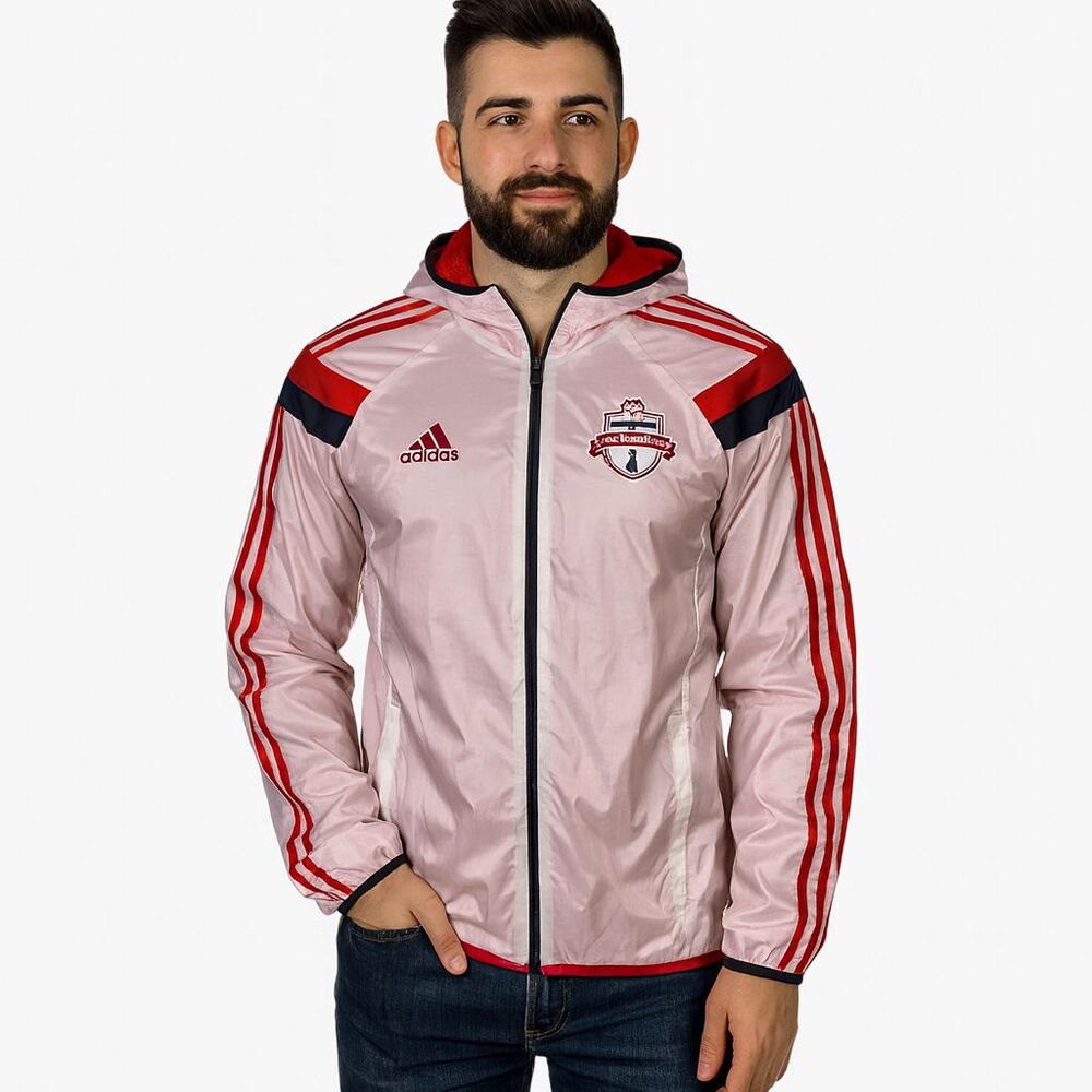 Adidas Vintage Super Rare Toronto Soccer Nylon Anthem Jacket White Pink Glanz M